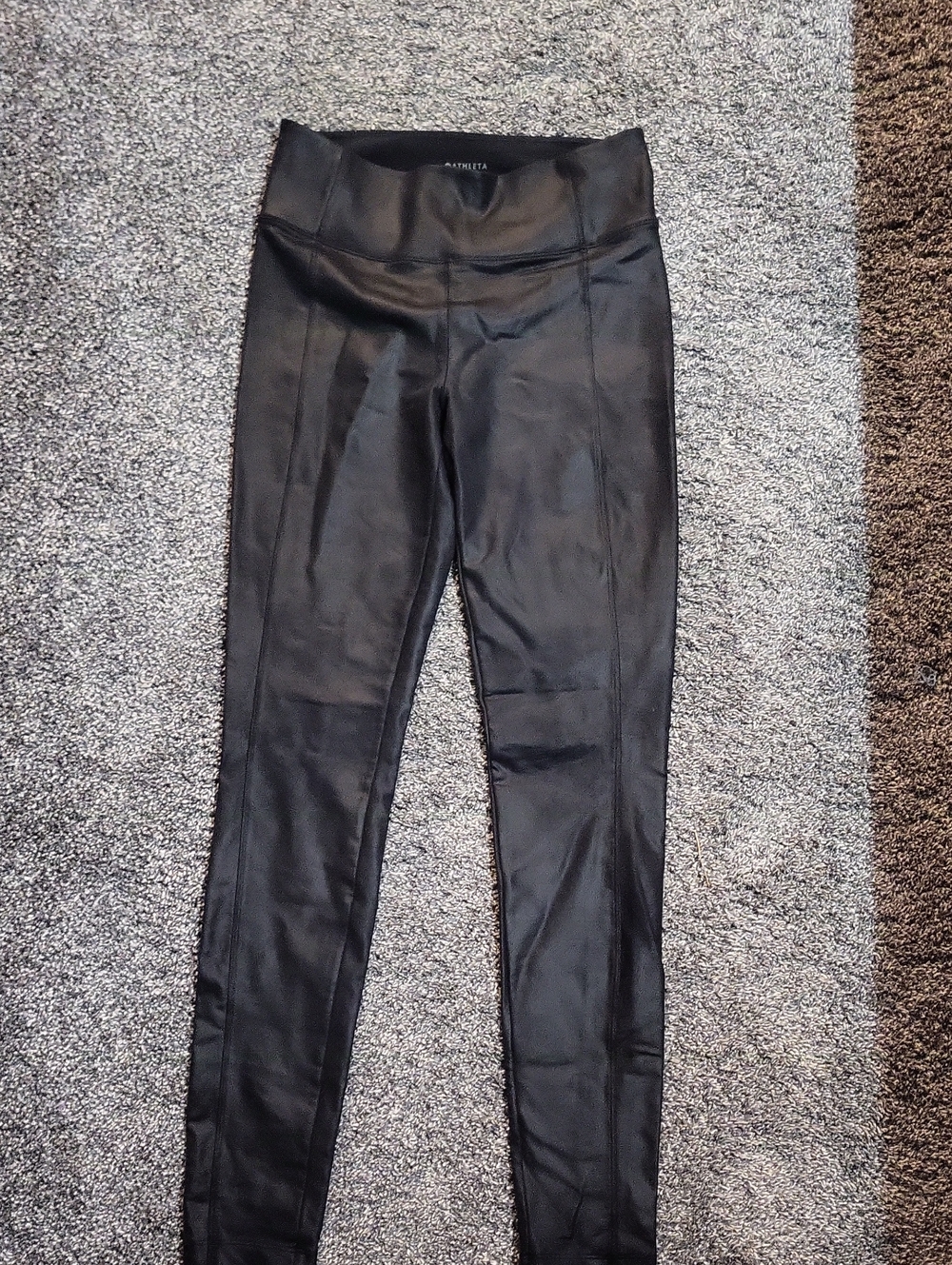 Athleta Delancey Gleam Tight Black Faux Leather Leggings
